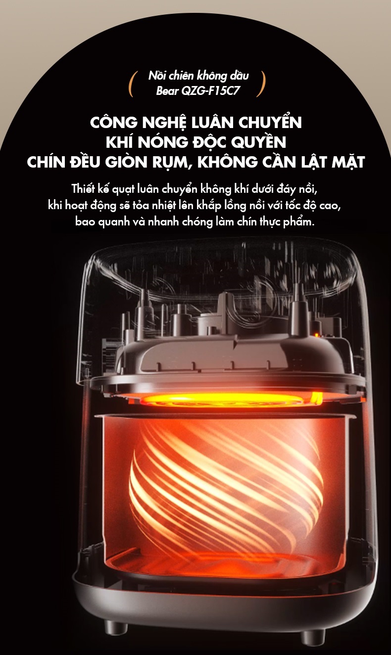 Nồi Chiên Không Dầu 5L Bear QZG-F15C7 - Hàng Chính Hãng