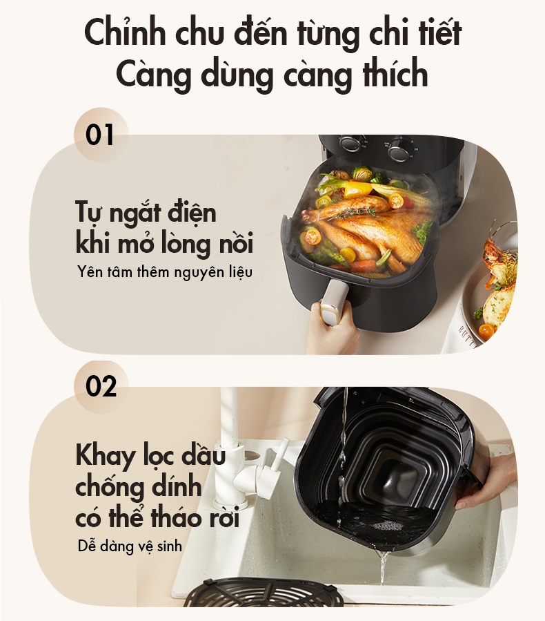 Nồi Chiên Không Dầu 5L Bear QZG-F15C7 - Hàng Chính Hãng
