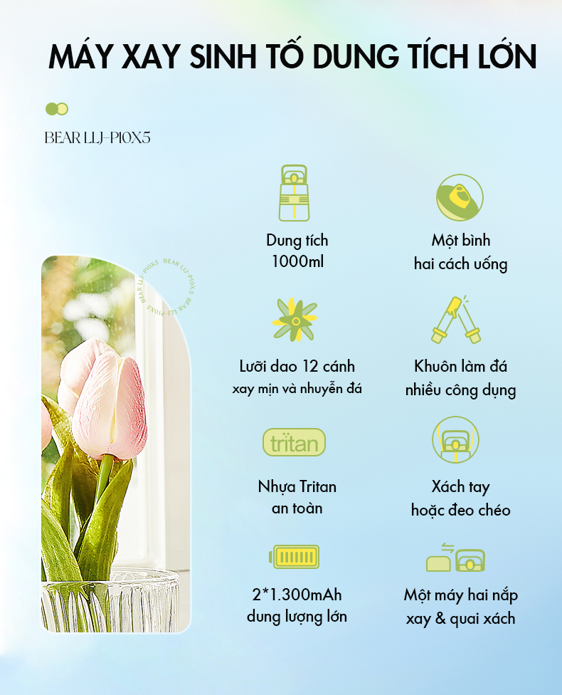 Máy Xay Sinh Tố Cầm Tay LLJ-P10X5 - Hàng Chính Hãng