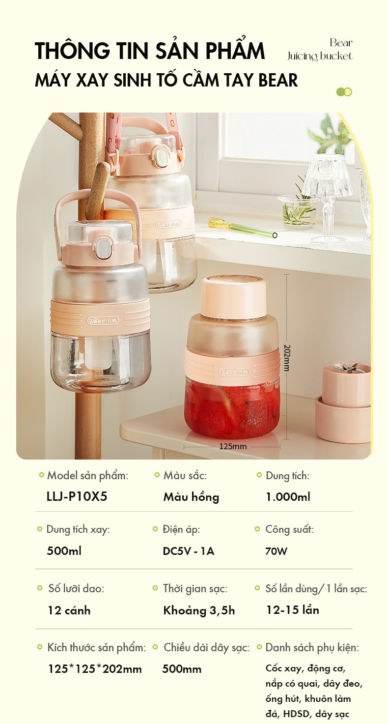 Máy Xay Sinh Tố Cầm Tay LLJ-P10X5 - Hàng Chính Hãng