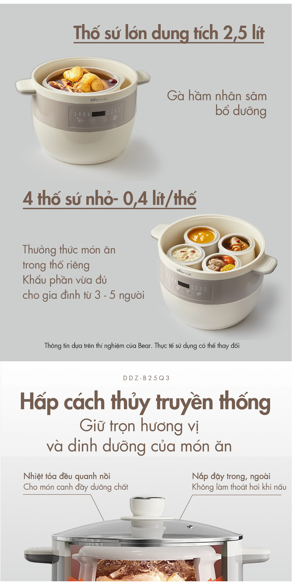 [Livestream] Nồi Nấu Chậm 2.5L Đa Năng Bear DDZ-B25Q3 (KÈM XỬNG HẤP) - Hàng Chính Hãng