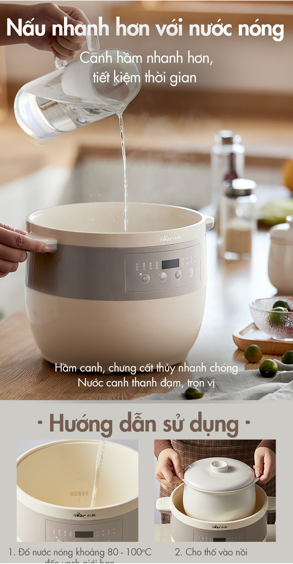 [Livestream] Nồi Nấu Chậm 2.5L Đa Năng Bear DDZ-B25Q3 (KÈM XỬNG HẤP) - Hàng Chính Hãng