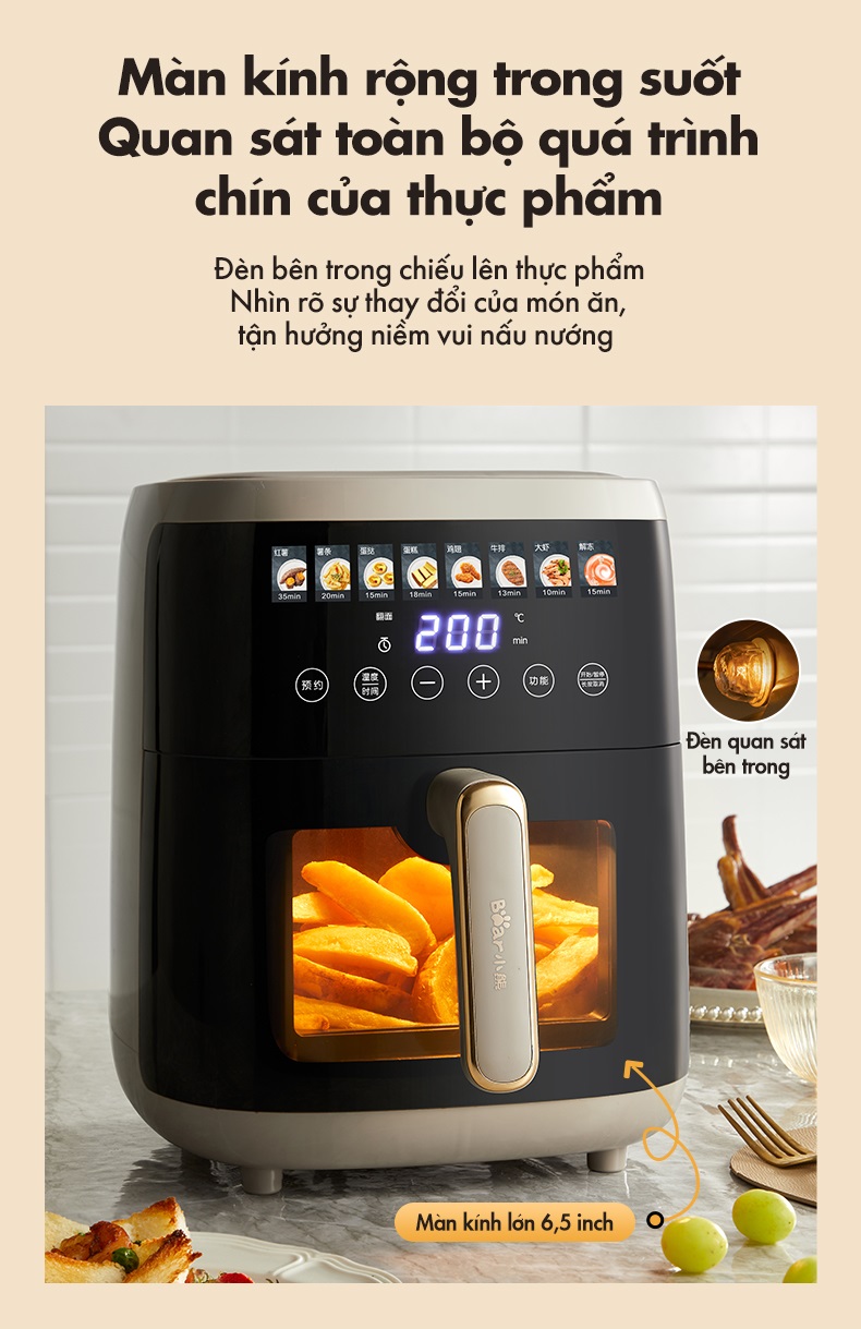 Nồi Chiên Không Dầu 5L Bear QZG-F15H1 - Hàng Chính Hãng