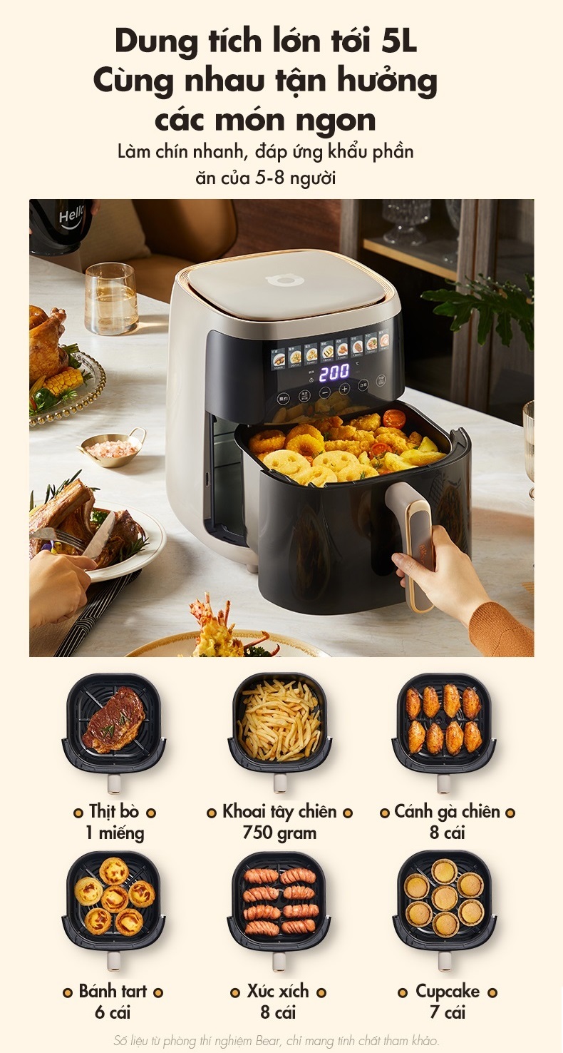 Nồi Chiên Không Dầu 5L Bear QZG-F15H1 - Hàng Chính Hãng