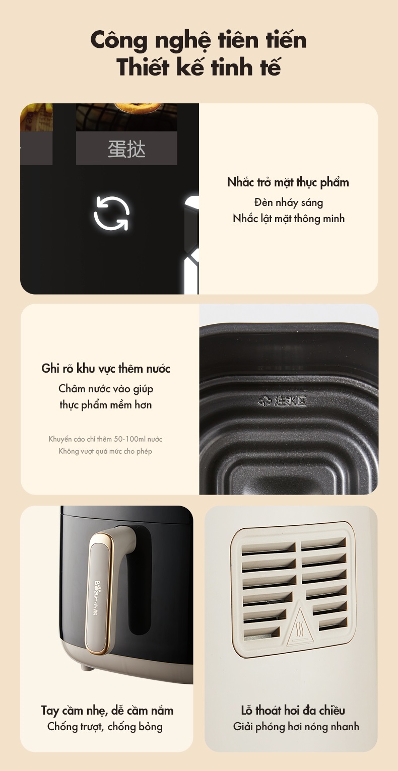 Nồi Chiên Không Dầu 5L Bear QZG-F15H1 - Hàng Chính Hãng