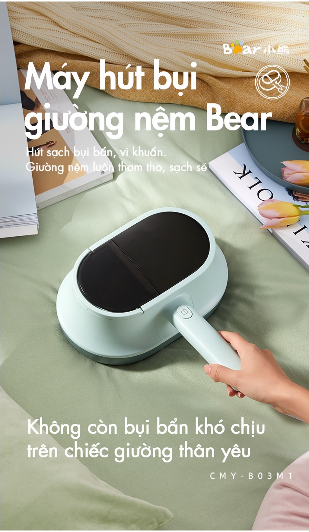 Máy hút bụi giường nệm đa năng Bear CMY-B03M1 - Hàng Chính Hãng