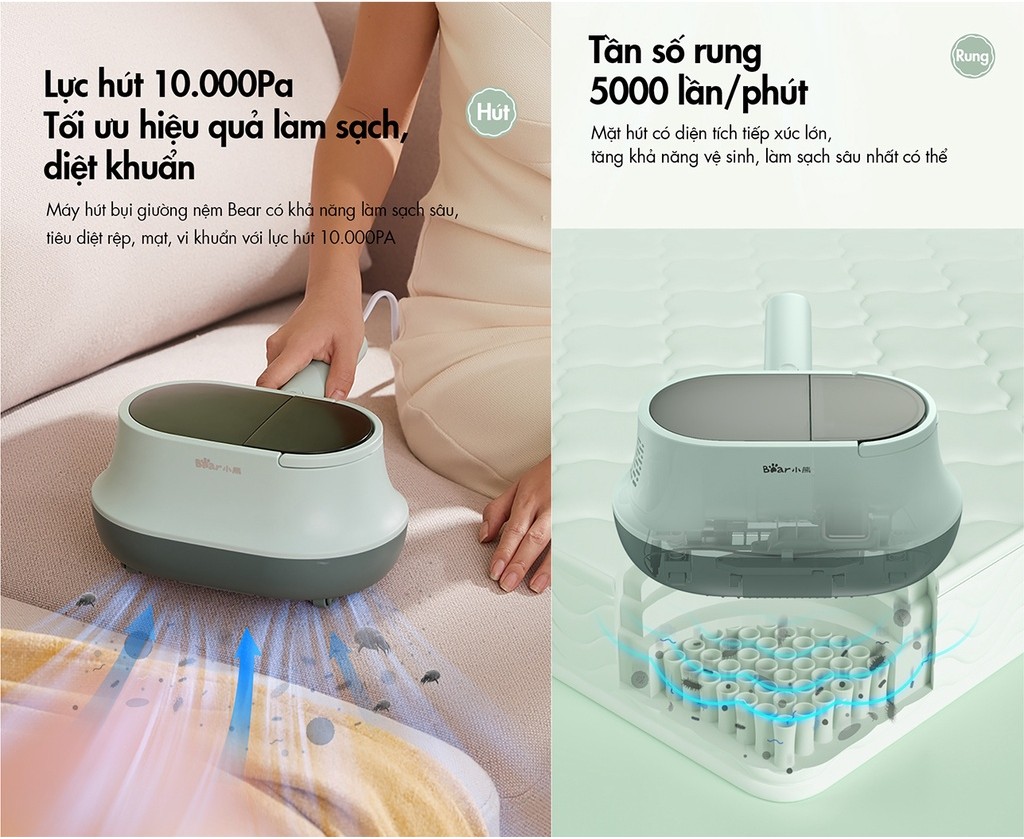 Máy hút bụi giường nệm đa năng Bear CMY-B03M1 - Hàng Chính Hãng