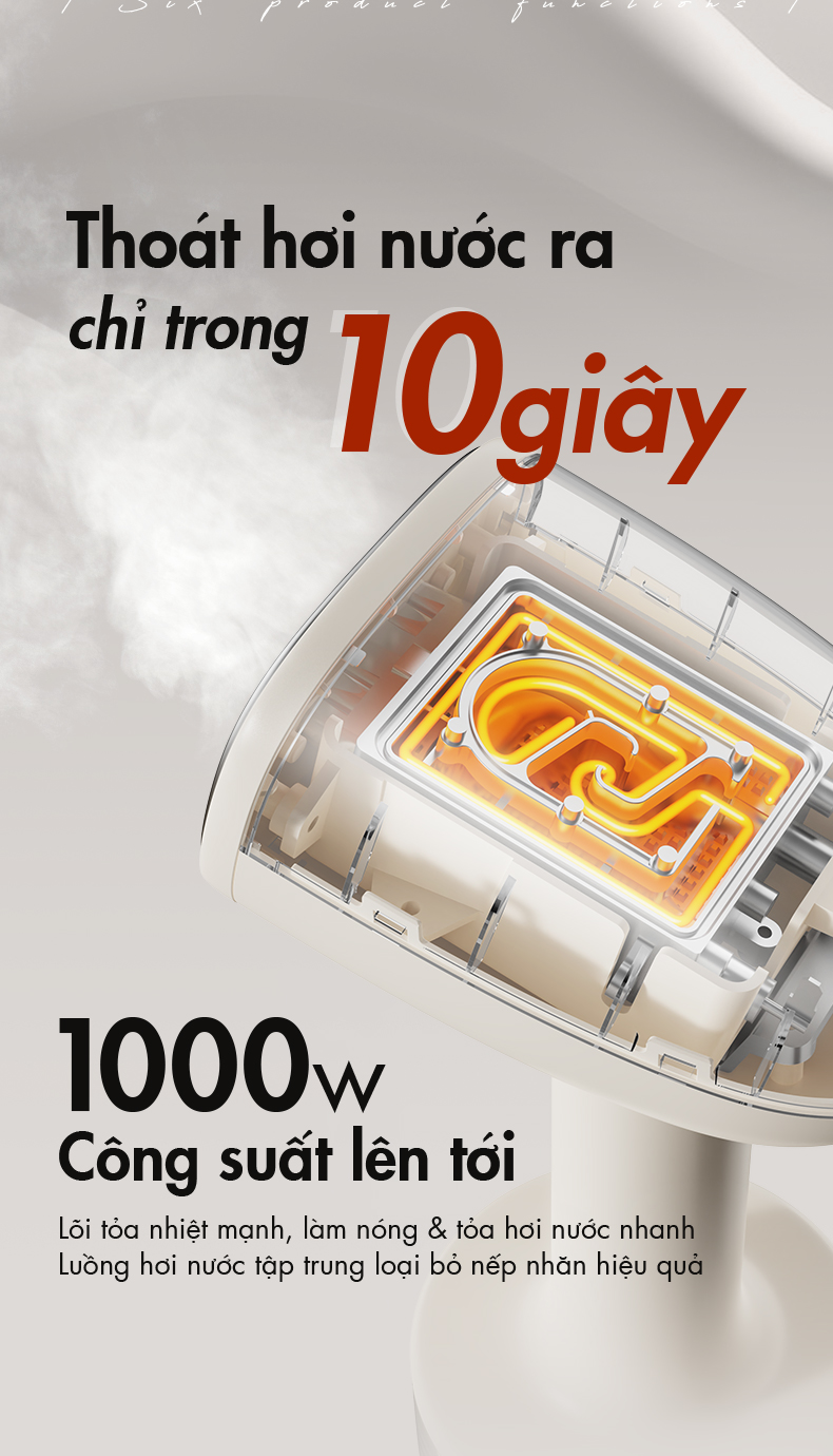 Bàn ủi hơi nước cầm tay 1000W Bear GTJ-D10M1 - Hàng Chính Hãng