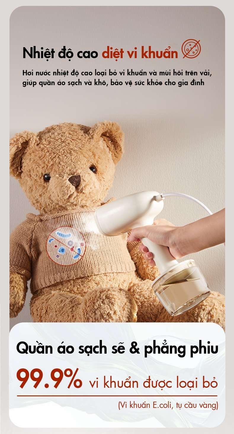 Bàn ủi hơi nước cầm tay 1000W Bear GTJ-D10M1 - Hàng Chính Hãng
