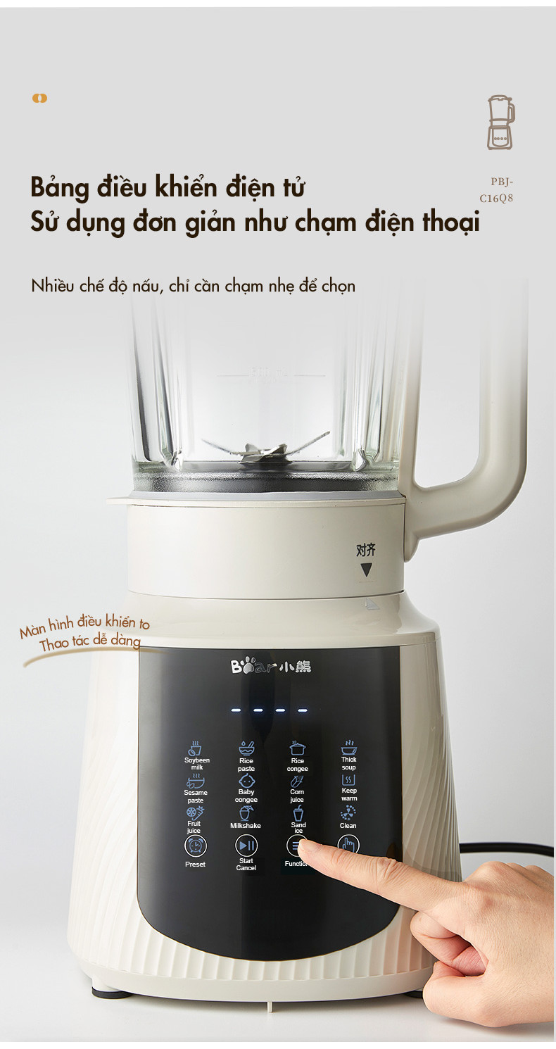 Máy làm sữa hạt đa năng 1.5L Bear PBJ-C16Q8 - Hàng Chính Hãng