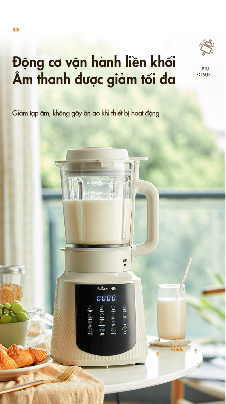 Máy làm sữa hạt đa năng 1.5L Bear PBJ-C16Q8 - Hàng Chính Hãng