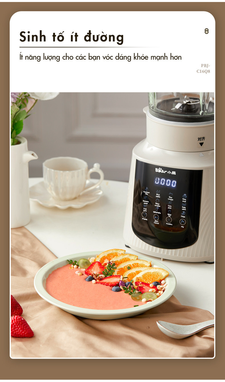 Máy làm sữa hạt đa năng 1.5L Bear PBJ-C16Q8 - Hàng Chính Hãng