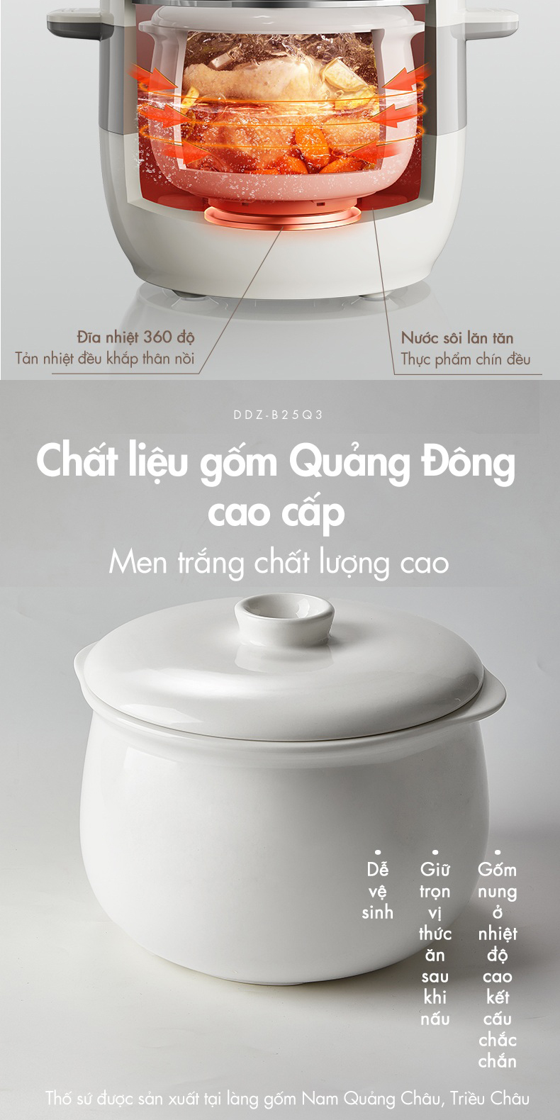 Nồi Nấu Chậm 2.5L Đa Năng Bear DDZ-B25Q3 (KÈM XỬNG HẤP) - Hàng Chính Hãng Nồi Nấu Chậm 2.5L Đa Năng Bear DDZ-B25Q3 (KÈM XỬNG HẤP) - Hàng Chính Hãng