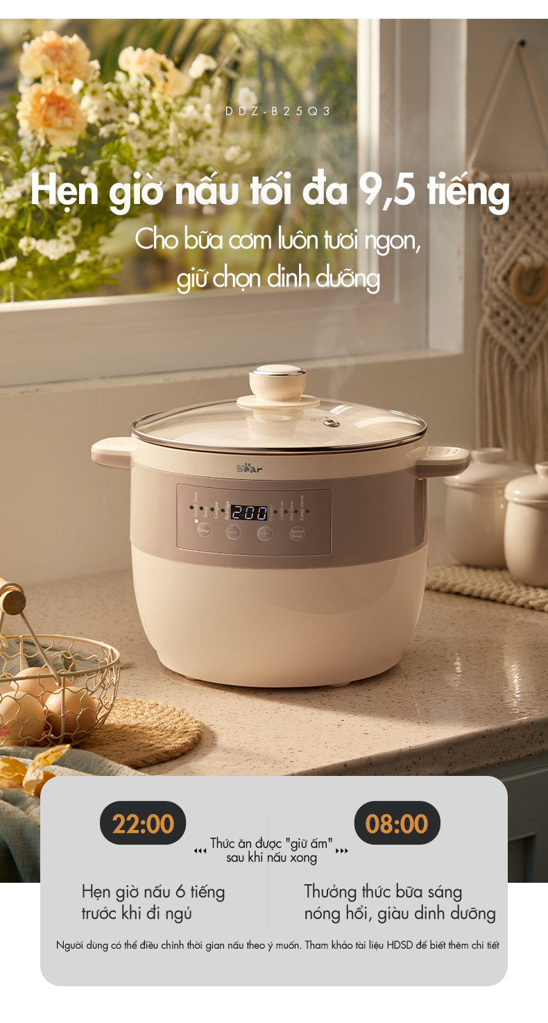 Nồi Nấu Chậm 2.5L Đa Năng Bear DDZ-B25Q3 (KÈM XỬNG HẤP) - Hàng Chính Hãng Nồi Nấu Chậm 2.5L Đa Năng Bear DDZ-B25Q3 (KÈM XỬNG HẤP) - Hàng Chính Hãng