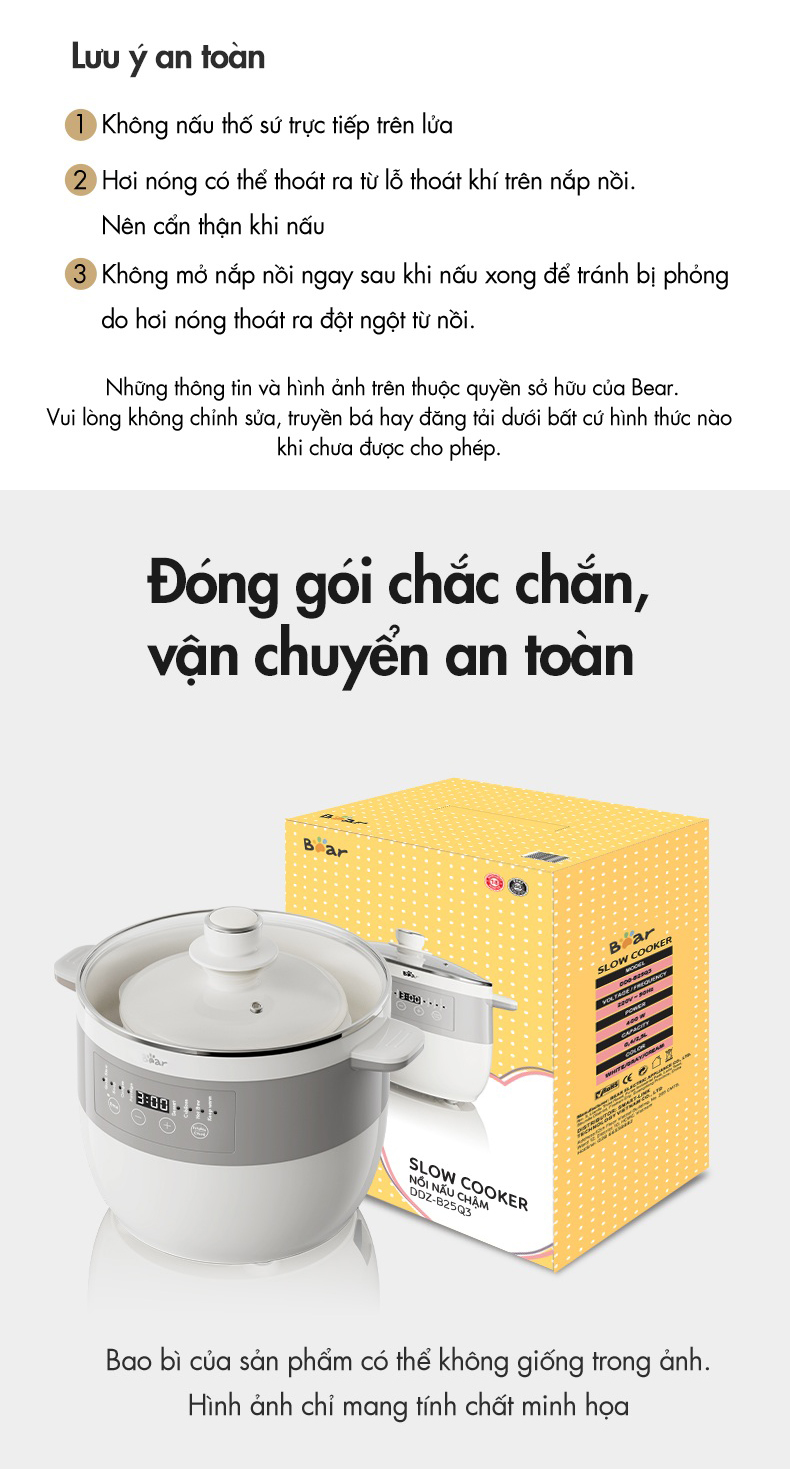 Nồi Nấu Chậm 2.5L Đa Năng Bear DDZ-B25Q3 (KÈM XỬNG HẤP) - Hàng Chính Hãng Nồi Nấu Chậm 2.5L Đa Năng Bear DDZ-B25Q3 (KÈM XỬNG HẤP) - Hàng Chính Hãng