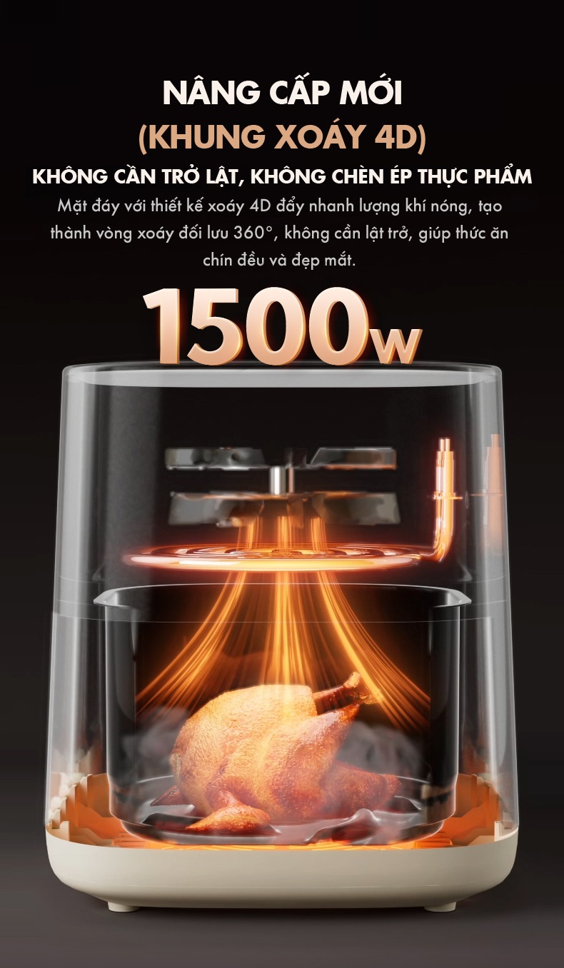 Nồi Chiên Không Dầu 5L Bear AF-4H15K - Hàng Chính Hãng BH 18 Tháng