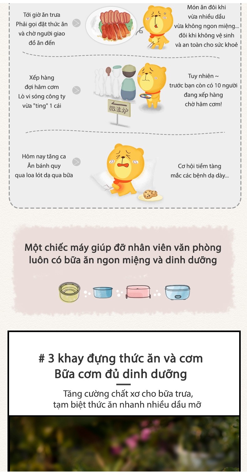 Hộp cơm điện cầm tay đa năng Bear DFH-B20S6 - Chính Hãng - BH 18 tháng
