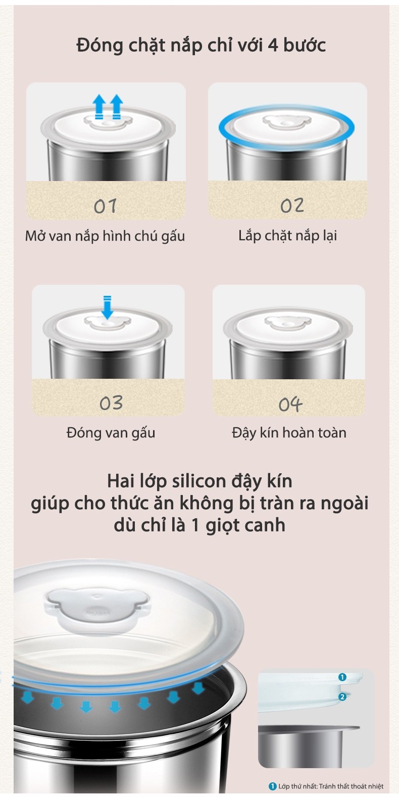 Hộp cơm điện cầm tay đa năng Bear DFH-B20S6 - Chính Hãng - BH 18 tháng