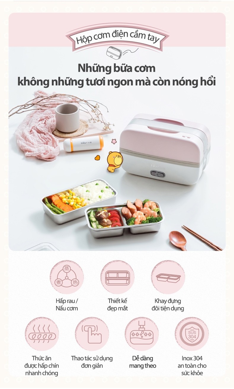 [Combo tựu trường] Nồi điện đa năng 1.6L DRG-P16M2 - Hộp Cơm Cầm Tay 1L DFH-B10J2 - Nồi cơm điện mini 1.6L DFB-C16K1