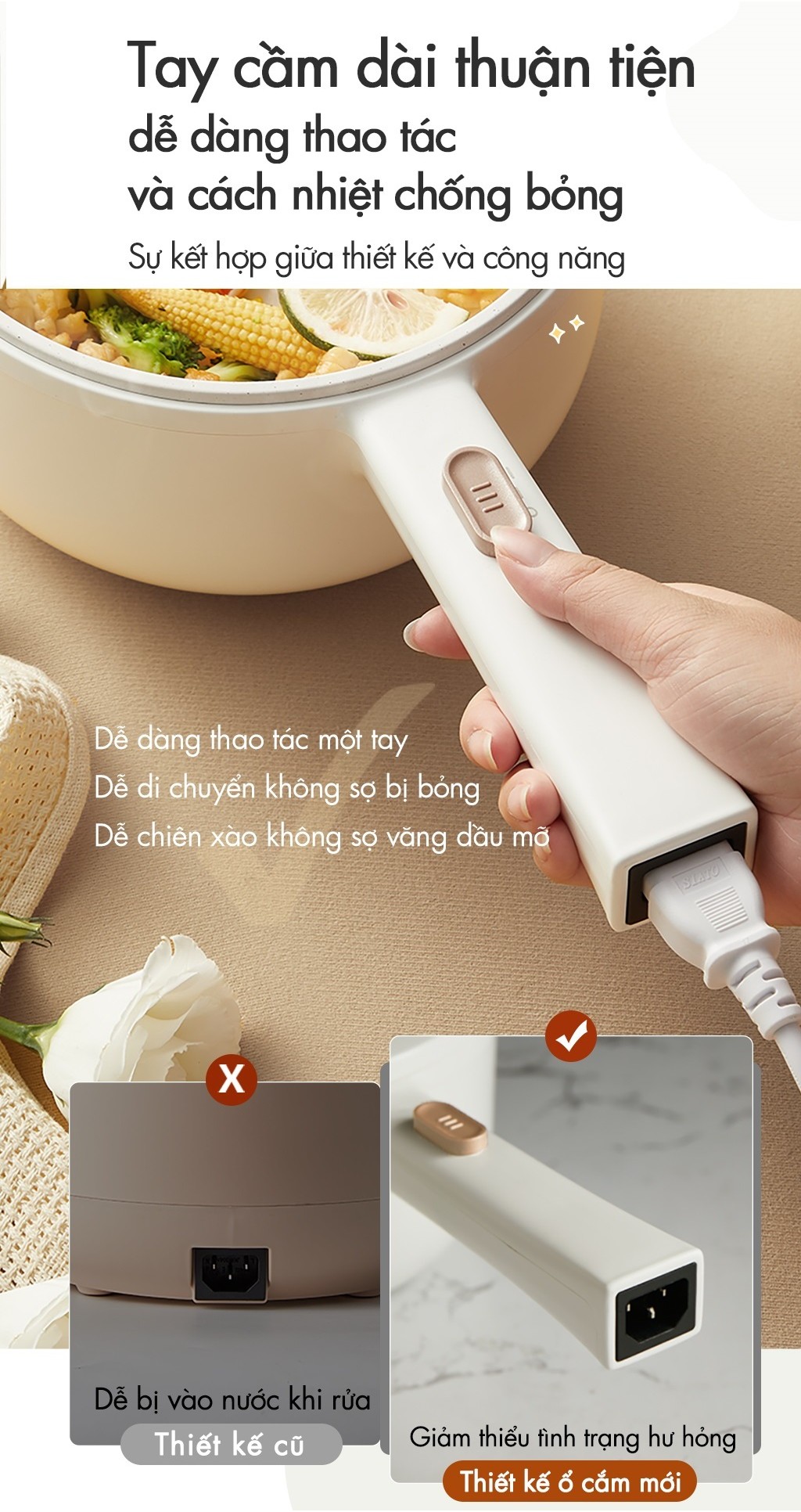 Nồi nấu đa năng 1.6L Bear DRG-E15P2 800W (kèm xửng hấp) - Hàng Chính Hãng