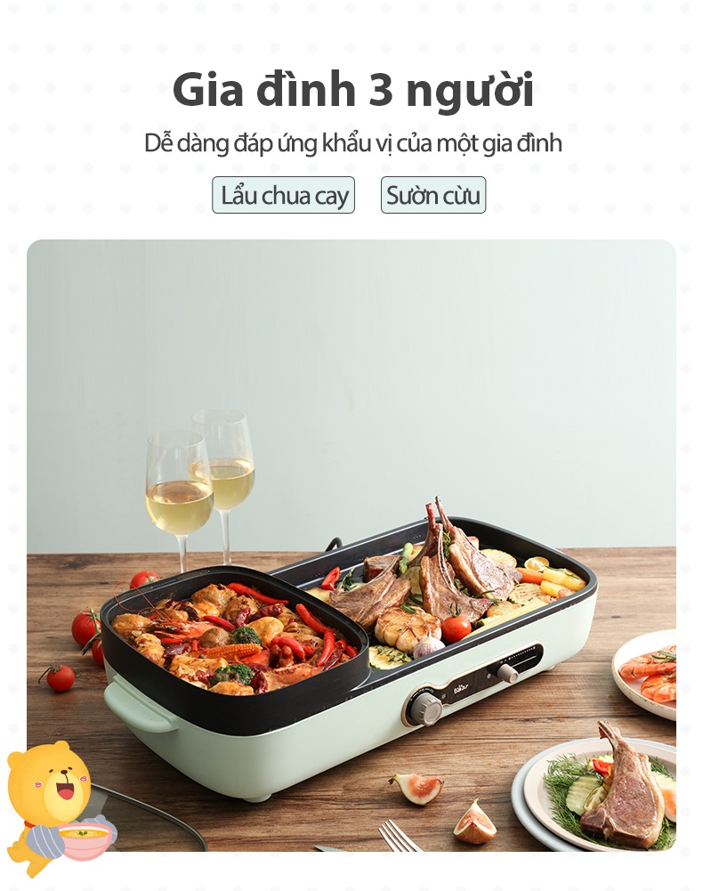 Bếp Nướng Lẩu Điện 3L Đa Năng 2in1 Bear DKL-C15G1 - Chính Hãng - BH 18 Tháng Bếp Nướng Lẩu Điện 3L Đa Năng 2in1 Bear DKL-C15G1 - Chính Hãng - BH 18 Tháng