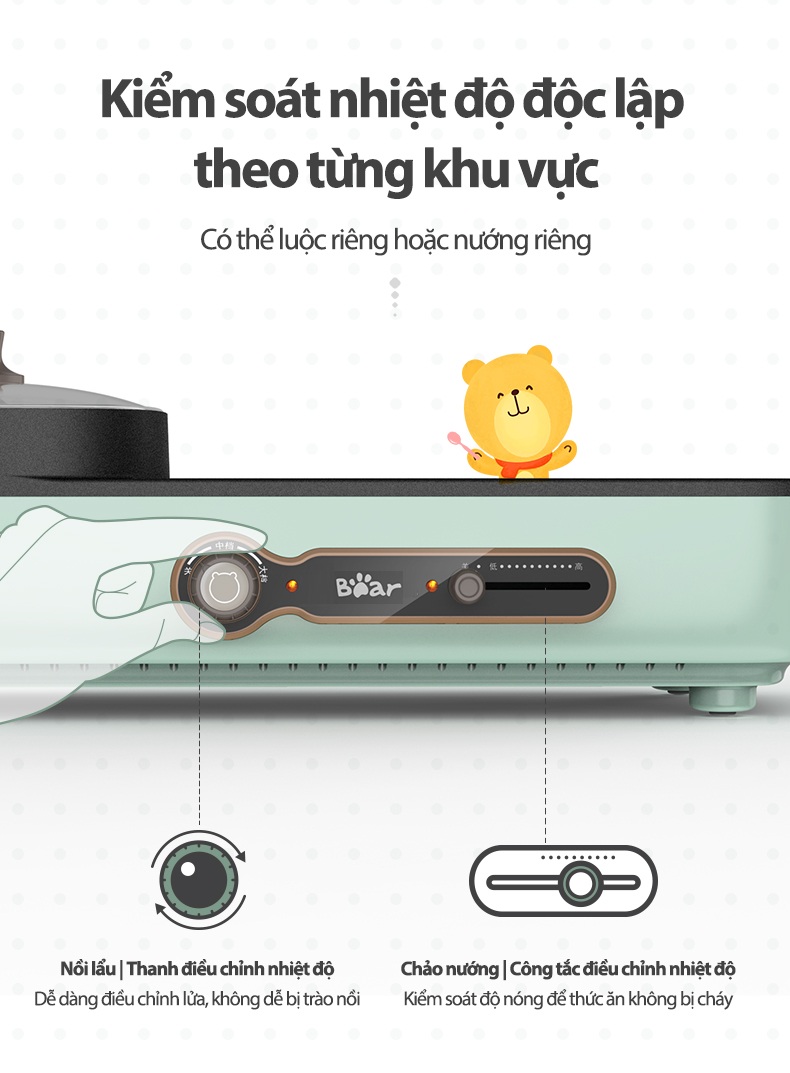 Bếp Nướng Lẩu Điện 3L Đa Năng 2in1 Bear DKL-C15G1 - Chính Hãng - BH 18 Tháng Bếp Nướng Lẩu Điện 3L Đa Năng 2in1 Bear DKL-C15G1 - Chính Hãng - BH 18 Tháng
