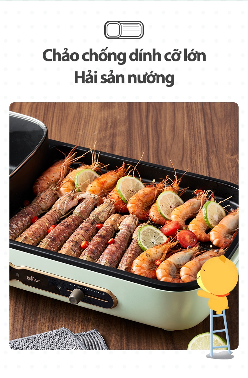 Bếp Nướng Lẩu Điện 3L Đa Năng 2in1 Bear DKL-C15G1 - Chính Hãng - BH 18 Tháng Bếp Nướng Lẩu Điện 3L Đa Năng 2in1 Bear DKL-C15G1 - Chính Hãng - BH 18 Tháng