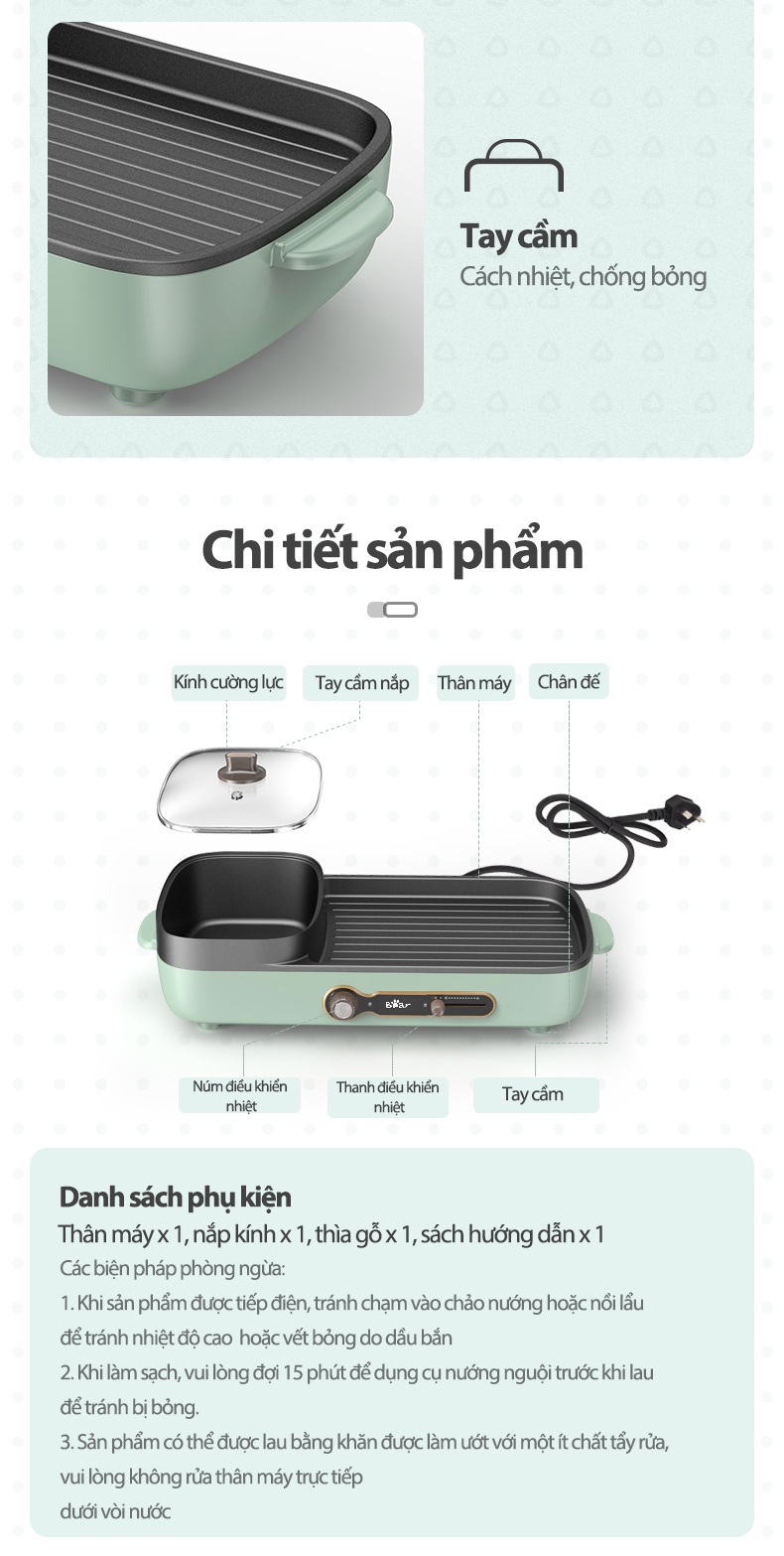 Bếp Nướng Lẩu Điện 3L Đa Năng 2in1 Bear DKL-C15G1 - Chính Hãng - BH 18 Tháng Bếp Nướng Lẩu Điện 3L Đa Năng 2in1 Bear DKL-C15G1 - Chính Hãng - BH 18 Tháng