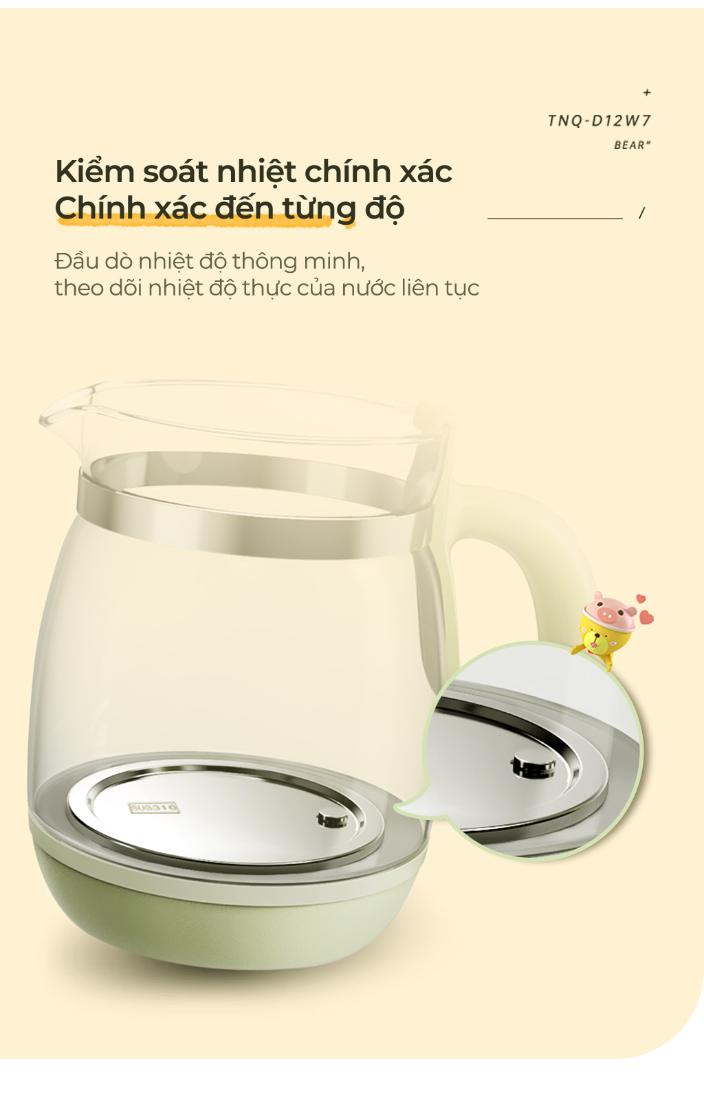 Máy Đun Nước Đa Năng Bear TNQ-D12W7 Máy Hâm Sữa Thông Minh Khử Clo Pha Sữa An Toàn Cho Bé Dễ Dàng Sử Dụng