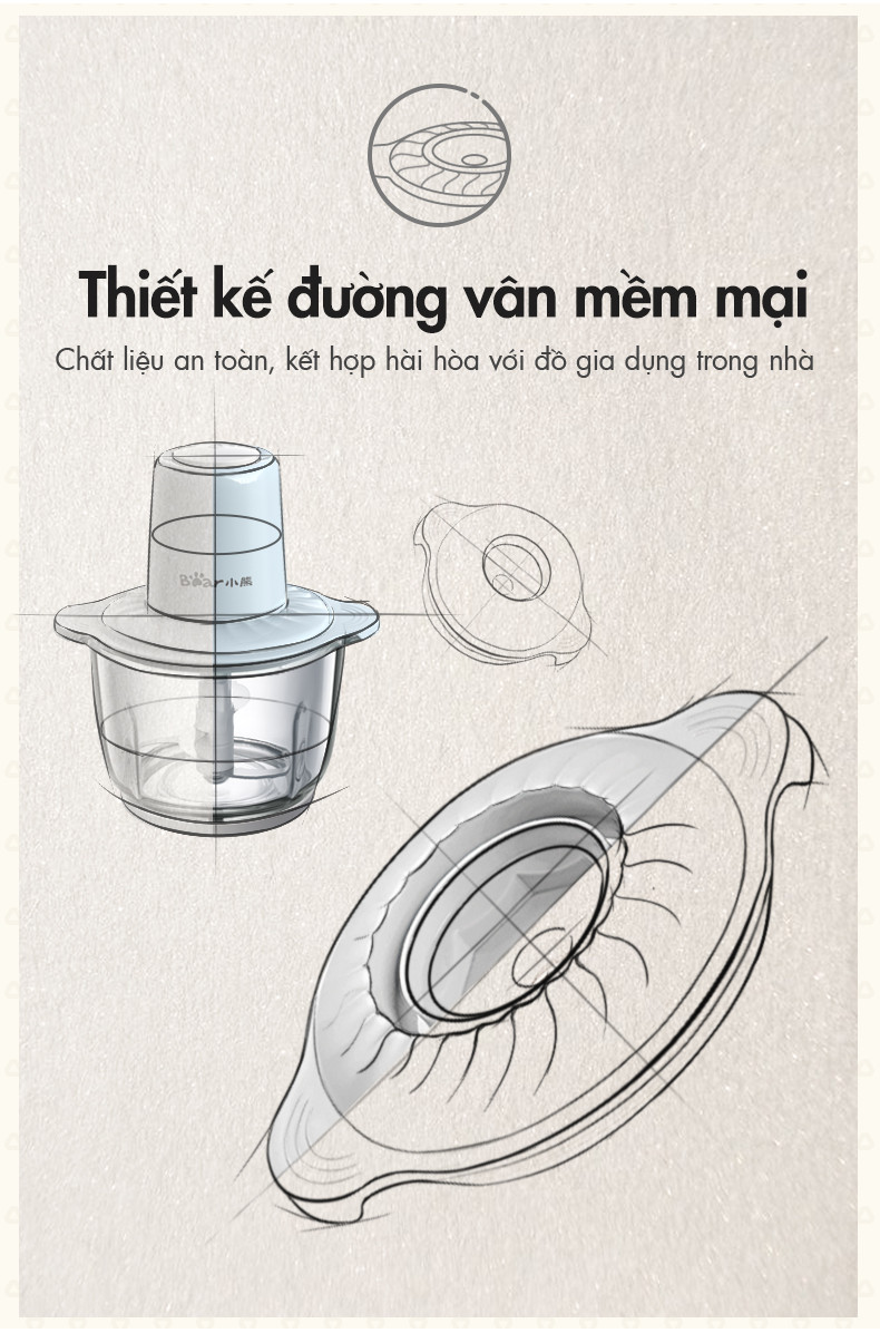 Máy xay thực phẩm đa năng 2L Bear QSJ-C03B1 - Hàng chính hãng