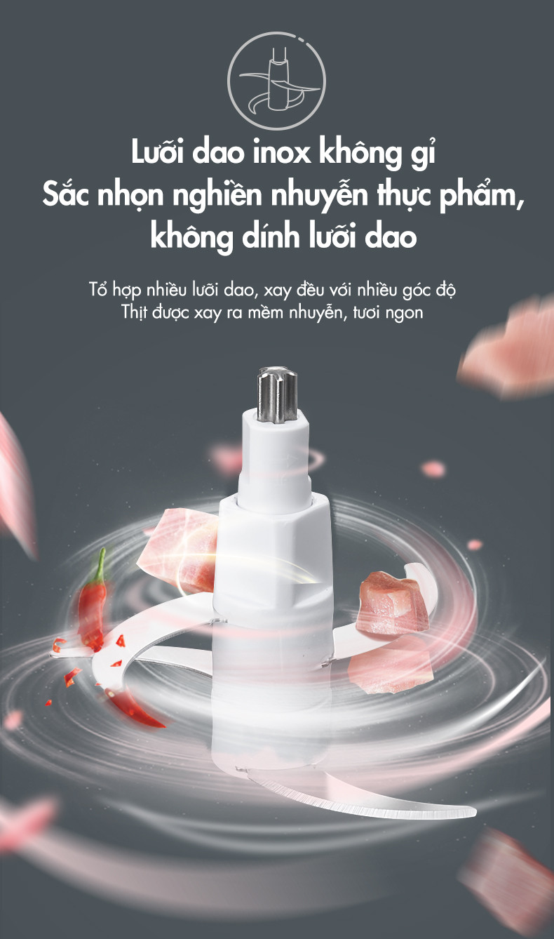Máy xay thực phẩm đa năng 2L Bear QSJ-C03B1 - Hàng chính hãng