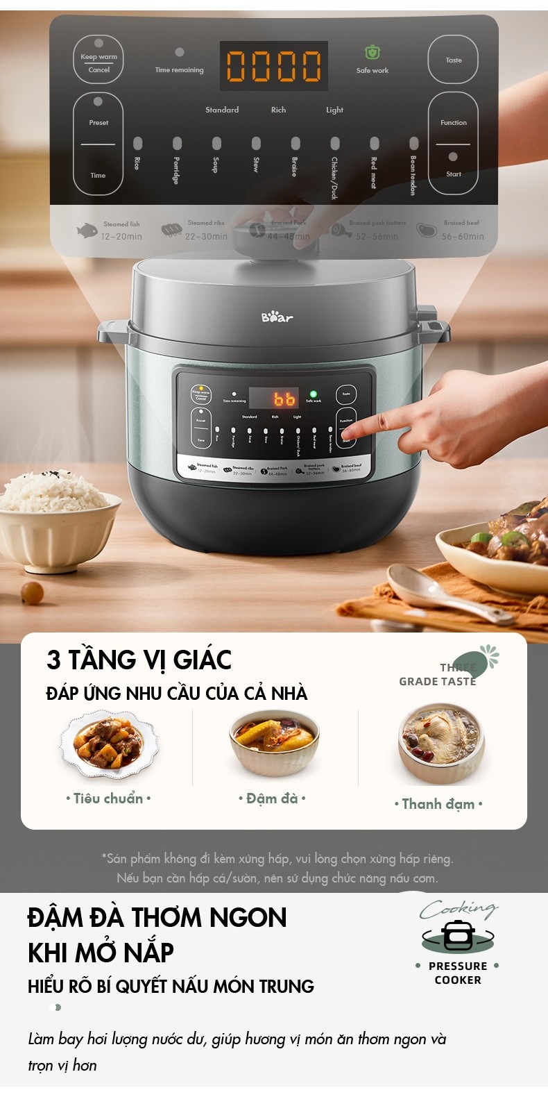 Nồi Áp Suất Đa Năng 4L Bear YLB-C40Y7 Hàng Chính Hãng