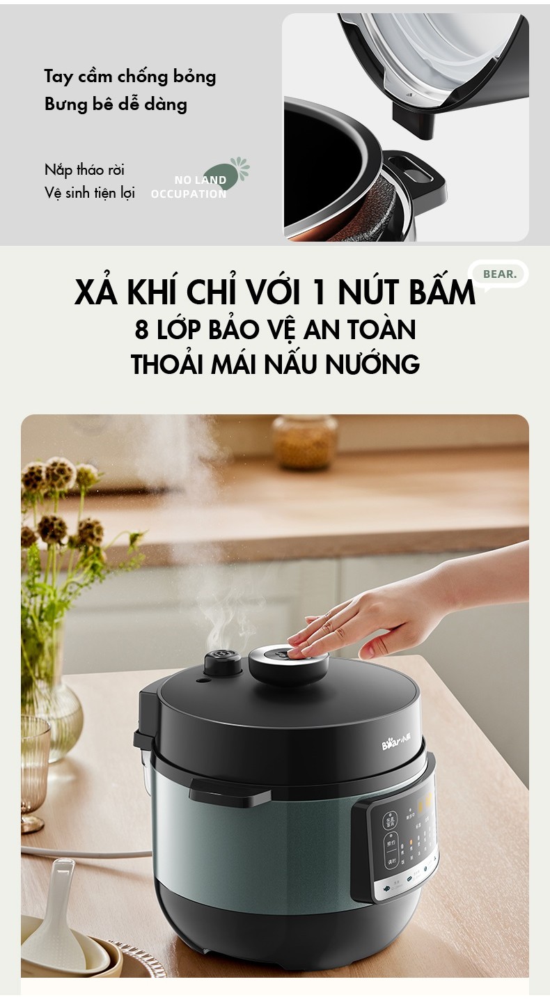 Nồi Áp Suất Đa Năng 4L Bear YLB-C40Y7 Hàng Chính Hãng