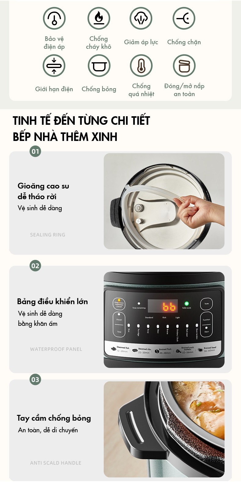 Nồi Áp Suất Đa Năng 4L Bear YLB-C40Y7 Hàng Chính Hãng