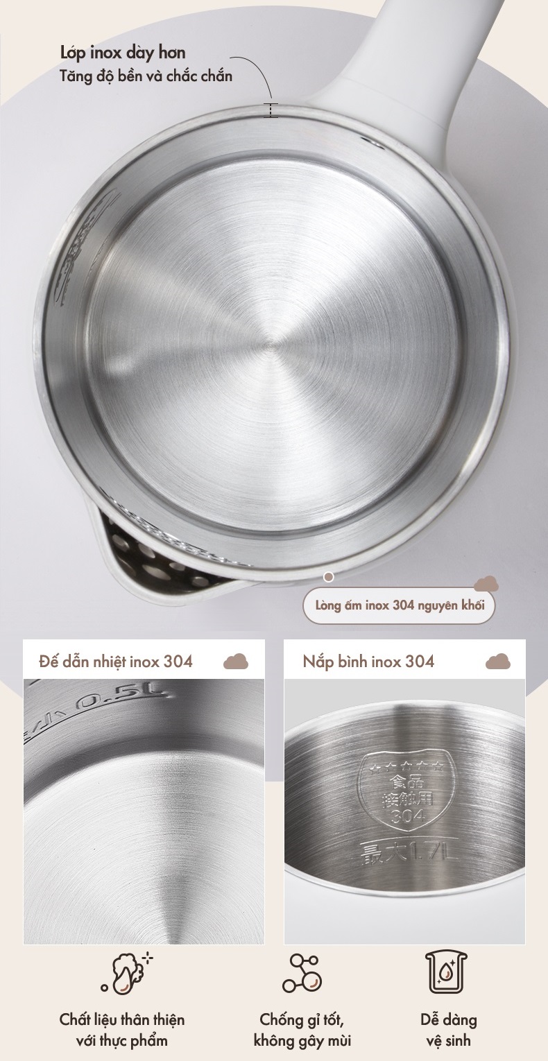 Ấm Đun Siêu Tốc 1.7L Bear ZDH-D17K2 - Hàng Chính Hãng