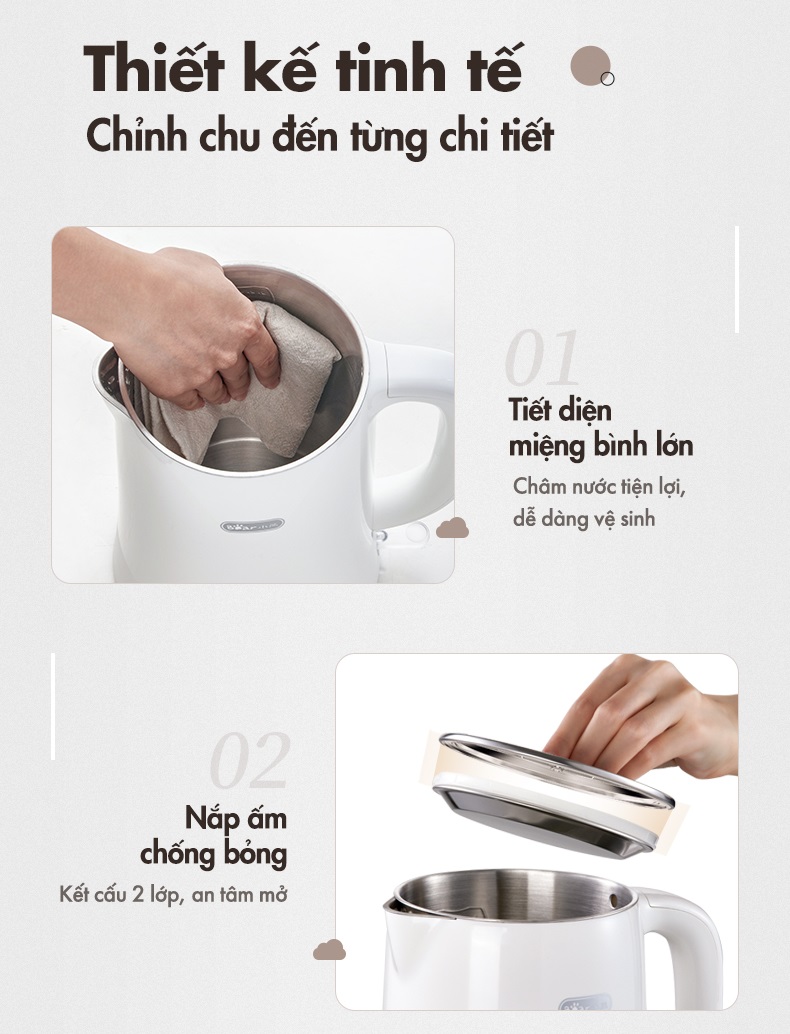 Ấm Đun Siêu Tốc 1.7L Bear ZDH-D17K2 - Hàng Chính Hãng