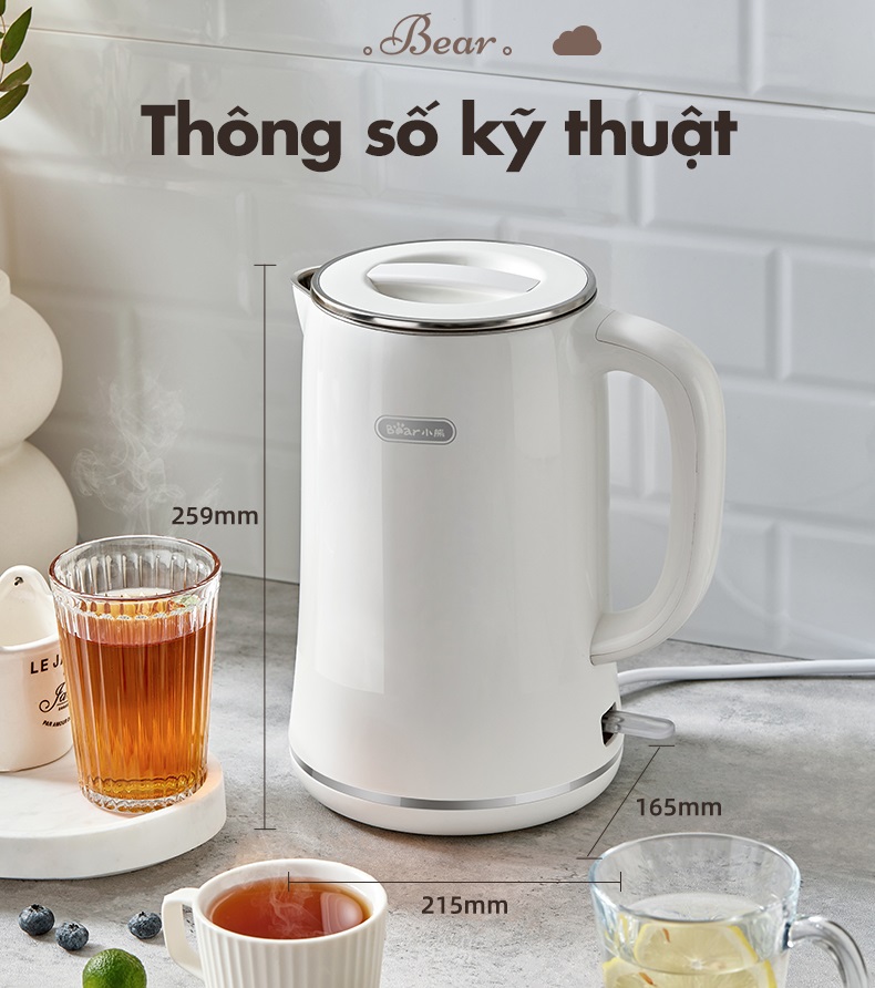 Ấm Đun Siêu Tốc 1.7L Bear ZDH-D17K2 - Hàng Chính Hãng