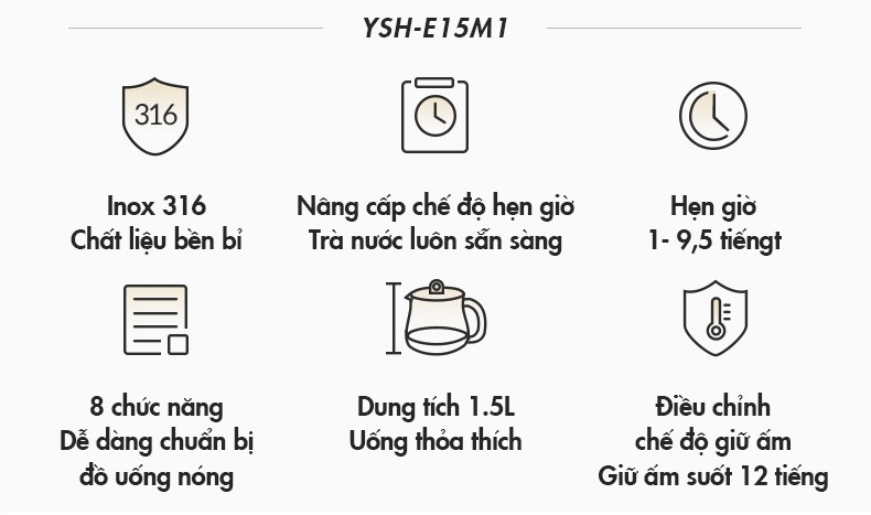 (Hàng Đặt Trước) Ấm Đun Pha Trà 1.5L Siêu Tốc Bear YSH-E15M1 - Hàng Chính Hãng