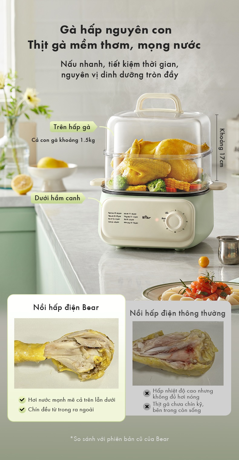 Nồi Hấp Thức Ăn 10.3L Bear EFS-4H30D - Hàng Chính Hãng