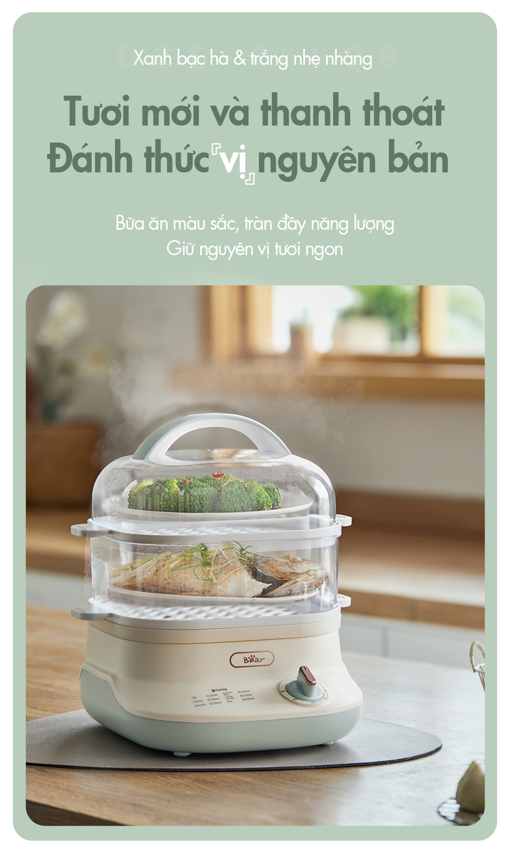 Nồi hấp thức ăn đa năng Bear DZG-C60Q8 - Hàng Chính Hãng BH 18 tháng