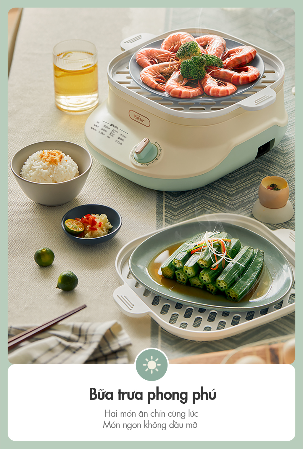 Nồi hấp thức ăn đa năng Bear DZG-C60Q8 - Hàng Chính Hãng BH 18 tháng