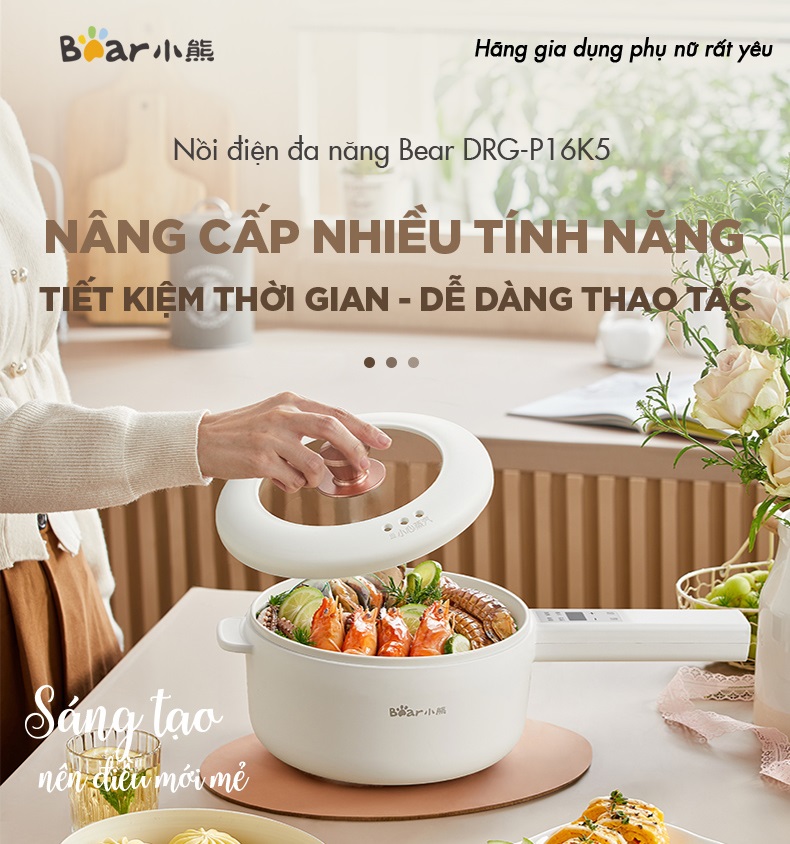 Nồi điện đa năng 1.6L Bear DRG-P16K5 / P16M2/ E15P2 - Hàng Chính Hãng