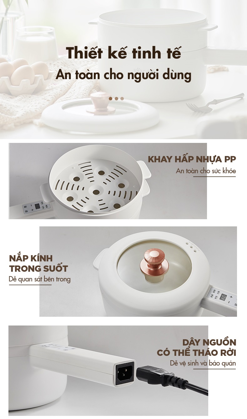 Nồi điện đa năng 1.6L Bear DRG-P16K5 / P16M2/ E15P2 - Hàng Chính Hãng