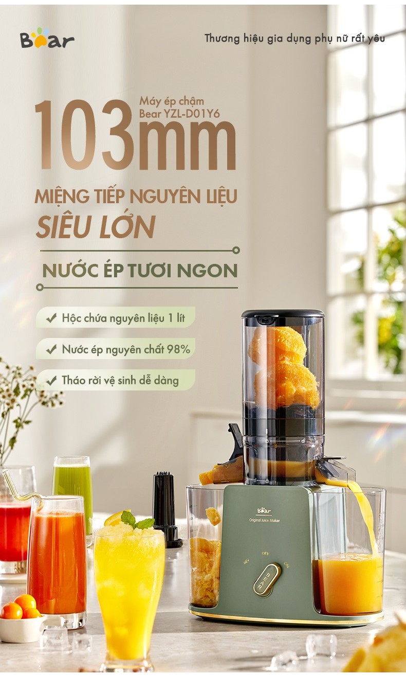Máy ép chậm đa năng Bear YZJ-D01Y6 - Hàng Chính Hãng