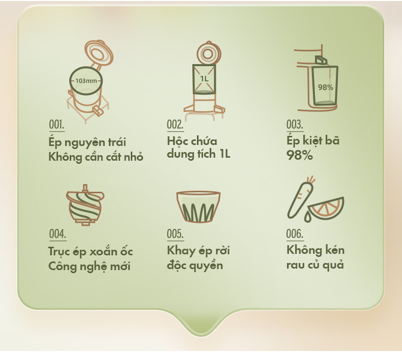 Máy ép chậm đa năng Bear YZJ-D01Y6 - Hàng Chính Hãng