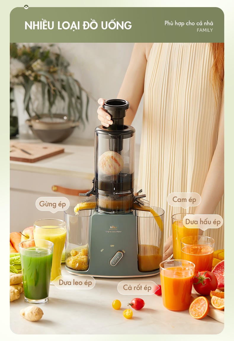 Máy ép chậm đa năng Bear YZJ-D01Y6 - Hàng Chính Hãng