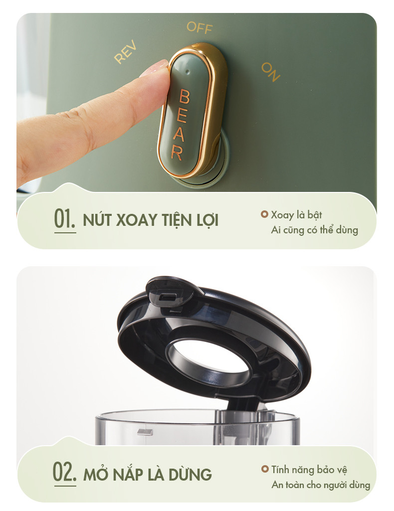 Máy ép chậm đa năng Bear YZJ-D01Y6 - Hàng Chính Hãng