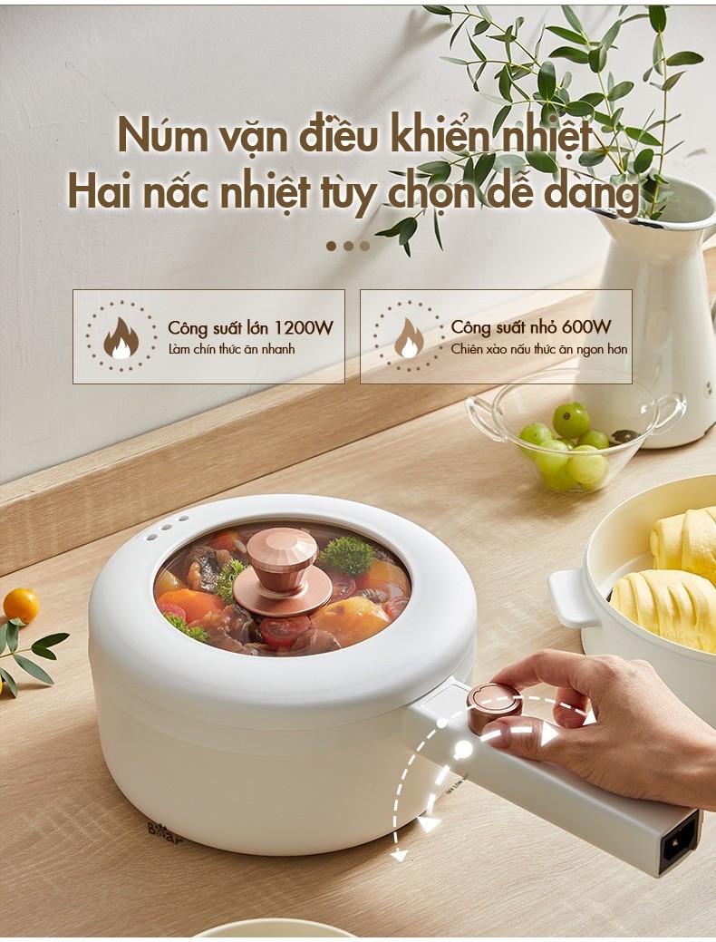 [Livestream] Nồi nấu điện đa năng 3L Bear DRG-F30H1 (kèm xửng hấp) - Hàng Chính Hãng