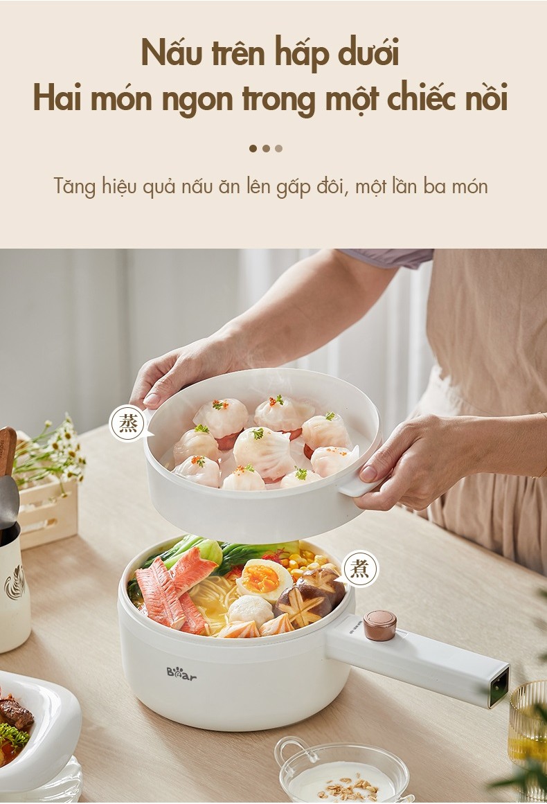 [Livestream] Nồi nấu điện đa năng 3L Bear DRG-F30H1 (kèm xửng hấp) - Hàng Chính Hãng