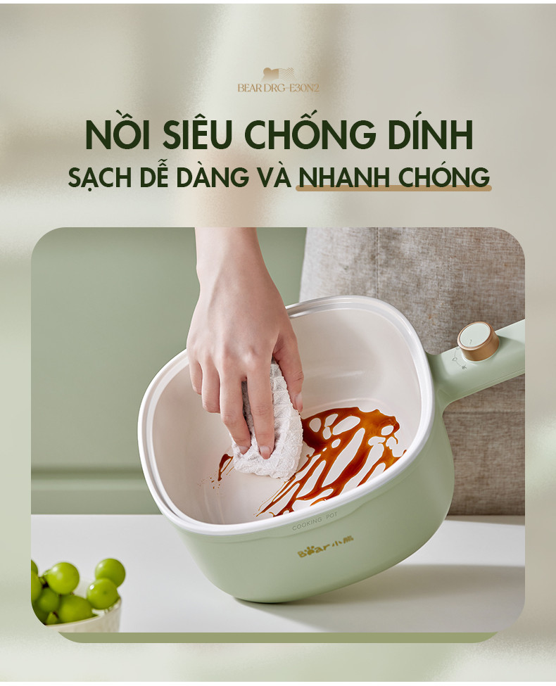 Nồi điện đa năng Bear 3L 1000W DRG-E30N2 - Hàng Chính Hãng Nồi điện đa năng Bear 3L 1000W DRG-E30N2 - Hàng Chính Hãng